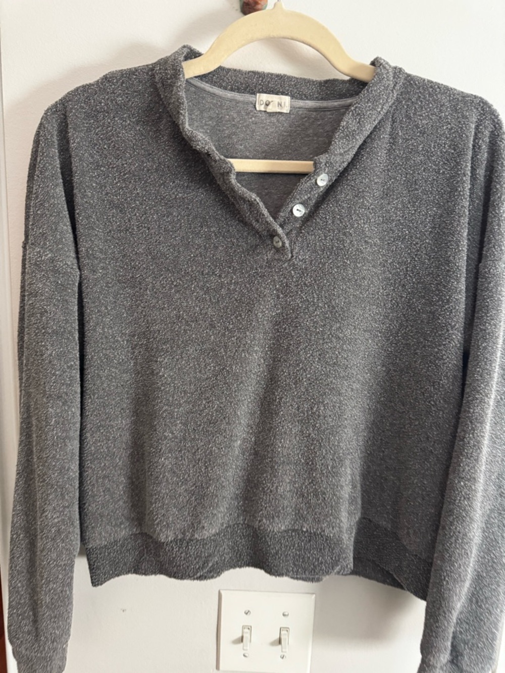 Donni Grey Terry Henley Sweatshirt - Picture 4 of 7